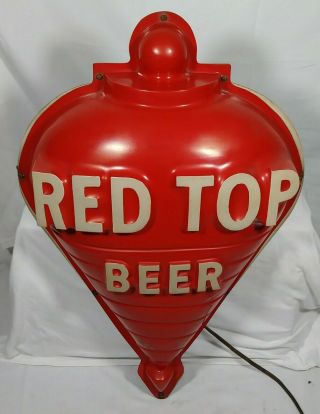 Old Red Top Beer Lighted Back Bar Display Sign Cincinnati Ohio OH Spinning Top 3