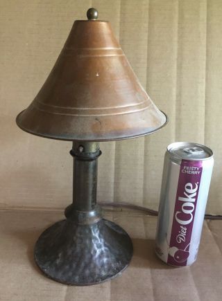 Awesome Arts & Crafts Hammered Copper Table Lamp With Shade