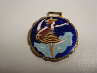 Circa 1910 Miller Lady - In - The - Moon Enameled Watch Fob,  Milwaukee,  Wisconsin