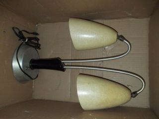 Double Loop Desk Lamp Mid Century Two Ivory Fiberglass - Shades