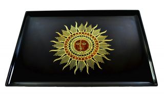 Mid Century 1970 Sunburst King Serving Tray,  By Couroc Of Monterey,  W/ Label