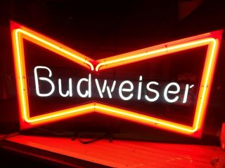 Vintage Budweiser Bowtie Beer Neon Sign 1991