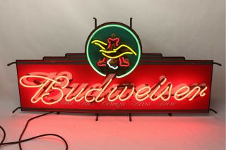 Vintage Budweiser Neon Sign 48 " X 24” Rare Size Large Great