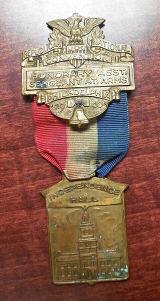 1940 Republican National Convention Philadelphia Medal Willkie Roosevelt Rnc