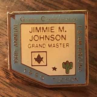 Vintage Freemason Grand Master Jimmie M.  Johnson 1990 Tucson Arizona 108th Annua