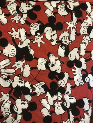 Vintage Disney Mickey Mouse Twin Size Fitted Fabric Bed Sheet And Pillow Case