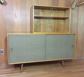 Paul Mccobb Mcm Planner Group Maple Credenza Sideboard,  Rare Upper China Cabinet