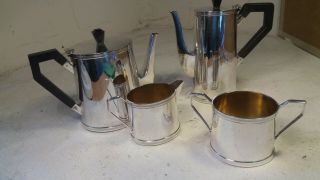 Quality Art Deco Silver Plate 4 Pc Tea & Coffee Set