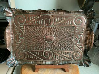 Antique Arts And Crafts Copper Tray