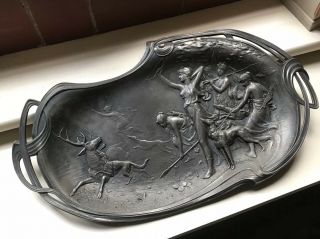 Wmf Art Nouveau Card Tray / Wall Plaque - Hunting Party Of Diana,  Design No 250