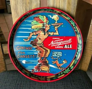 Vintage Dr.  Seuss Narragansett Beer Indian Chief Gansett Metal Tray Cranston Ri