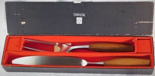 Vintage Dansk Jens Quistgaard Fjord Germany Teak Wood Carving Fork Knife Set
