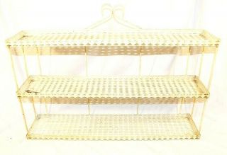Vintage Mid Century 3 Tier Metal Wall Shelf Wall Mounted Home Decor Accessory