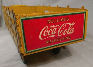 Vintage Marx Coca Cola Stake Bed Delivery truck (1940 ' s) steel wheels 3