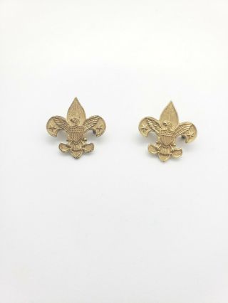 2 Vintage Eagle Boy Scouts Of America Bsa Goldtone Plated Lapel Pins 1 Inch