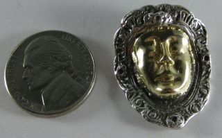 Vintage Designer Signed Gold Over Sterling Silver 925 Mask Face Pendant Italy?