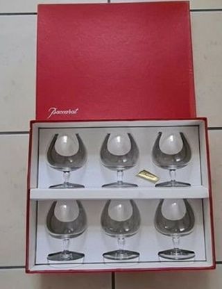 Boxed Set Of 6 Flawless Baccarat Brandy Cognac Tasting Snifter Glasses