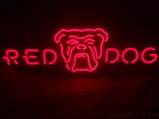 Vintage Red Dog Neon Beer Sign - Bar Light - - Bulldog Face Sign
