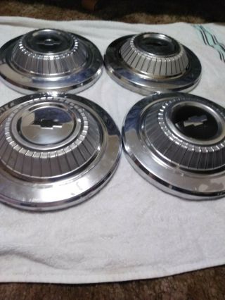 (4) Vintage 1964 Chevy L79 Chevelle Malibu 300 Dog Dish Poverty Hubcaps Covers