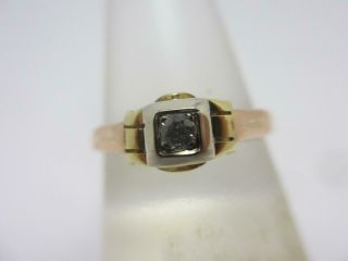 Solitaire Diamond 3 Colour 18k Gold Ring Vintage C1980 Tbj0996