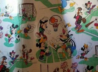 Vintage Mickey Mouse Walt Disney Donald Duck Sports Flat Full Sheet