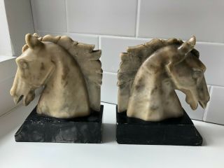 Antique Art Deco Marble Horse Head Bookends