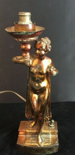 Antique Art Deco Figural Nude Woman Lamp Base Frankart Era