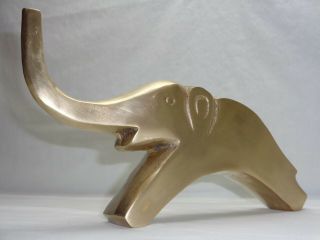 Vtg Brass Elephant Sculpture Mcm Art Deco Hollywood Regency Accent Chase Style