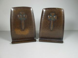 Roycroft Bookends - Sharp & Cute Miniature Hand Hammered Pair - Signed Copper