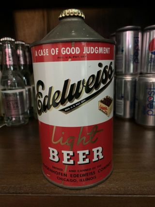 Edleweiss Light Beer Quart Cone Top - Schoenhofen - Edelweiss (ill) - Usbc 207 - 13