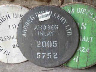 Rare 2005 Ardbeg Islay Whisky Barrel Lid End 22 " Braced Ready To Hang