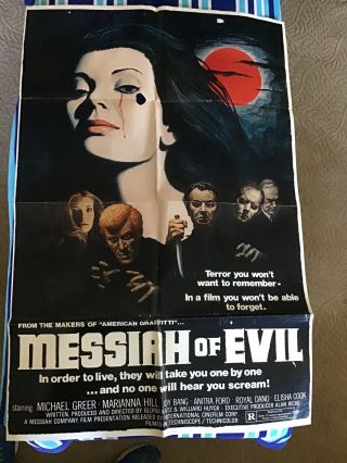 Vintage Movie Poster Theater 27x41 Orig Messiah Of Evil Monster Has Hole 1973