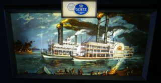Stunning 1960s Goetz St Joseph Mo Beer Sign Light Robert E Lee Boat Steamships