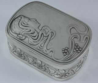 Wmf Silver Plate On Brass Dressing Table Box Art Nouveau Jugenstil German C1905