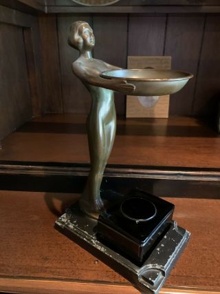 Art Deco Nuart Nude Statue 1920’s With Amethyst Box