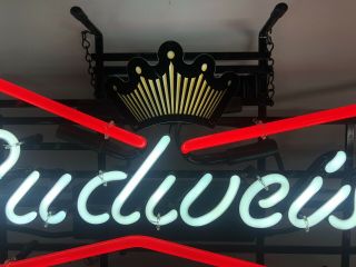 BUDWEISER Beer Bow Tie Neon Bar Pub Advertising Sign Light Man Cave 31x13 2