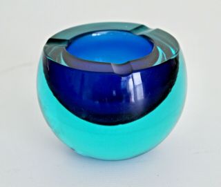 Vtg Mid Century Italian Modern Murano Sommerso Glass Geode Bowl Italy Seguso