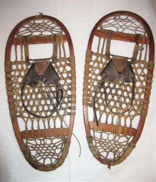 Vintage 1942 Af&h Co Bear Paw Snow Shoes 13 " X 28 " Wallingford,  Vt