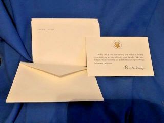 Ronald Reagan White House Birthday Card With Seal And White House Envelope