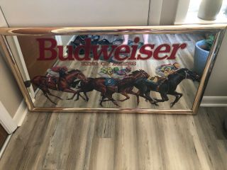 Very Rare Vintage Budweiser Horse Racing Mirror