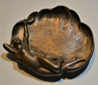 Art Nouveau bronze International Metal Polish pin key card ashtray nude lady 2