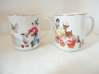 Vintage Disneyland Walt Disney World Mickey Mouse & Snow White Mugs Japan