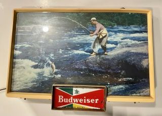 Vintage Budweiser lighted fishing sign (all metal) large - 20 