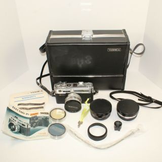 Vintage Yashica Electro 35 Gsn Film Camera W/ Multiple Accessories And Hard Case