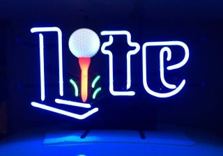 Extremely Rare Vintage Miller Lite Beer Golf Ball Neon Bar Light Sign