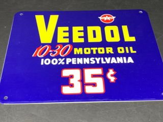 Vintage Veedol Motor Oil Porcelain Enamel Sign 12 X 10 " Advertising Oil