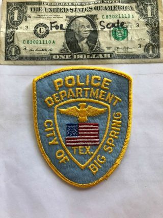 Big Spring Texas Police Patch Un - Sewn In Great Shape