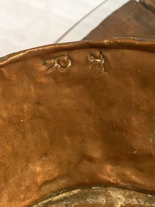 Early 19th C.  Antique Signed Chuck Wagon Hand Hammered Sculpted Copper Bowl