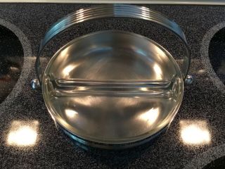 Chase Usa Art Deco Chrome And Divided Glass Dish With Handle 1940s