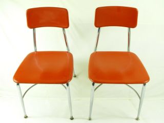 2 Mid Century Modern Heywood Wakefield " Hey Woodite " School Chairs Red Adult